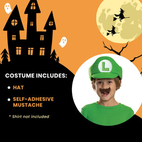 Super Mario Bros. Luigi  Hat and Mustache Child Costume Kit