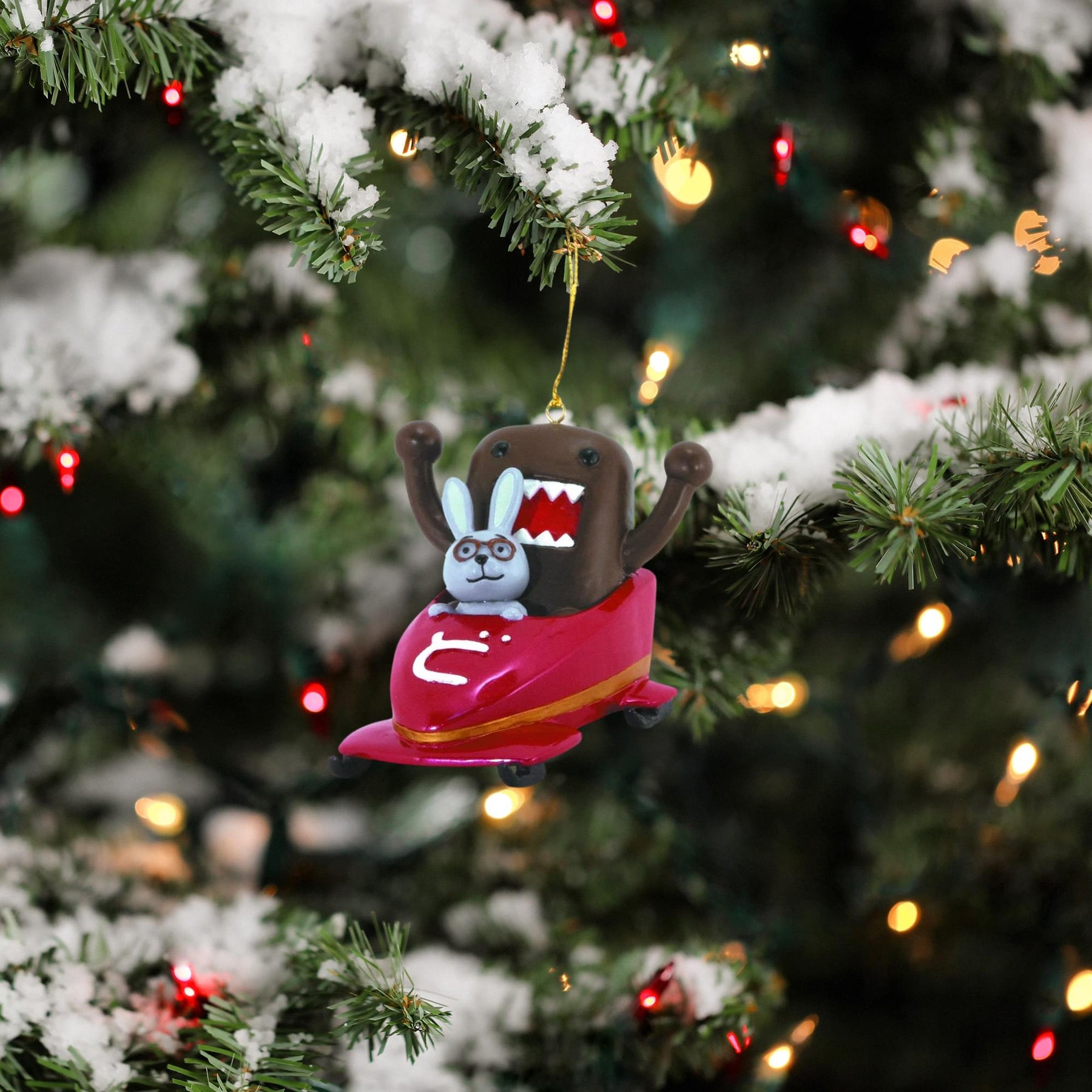 Domo Holiday Ornament: Bobsledding Domo & Mr. Usaji