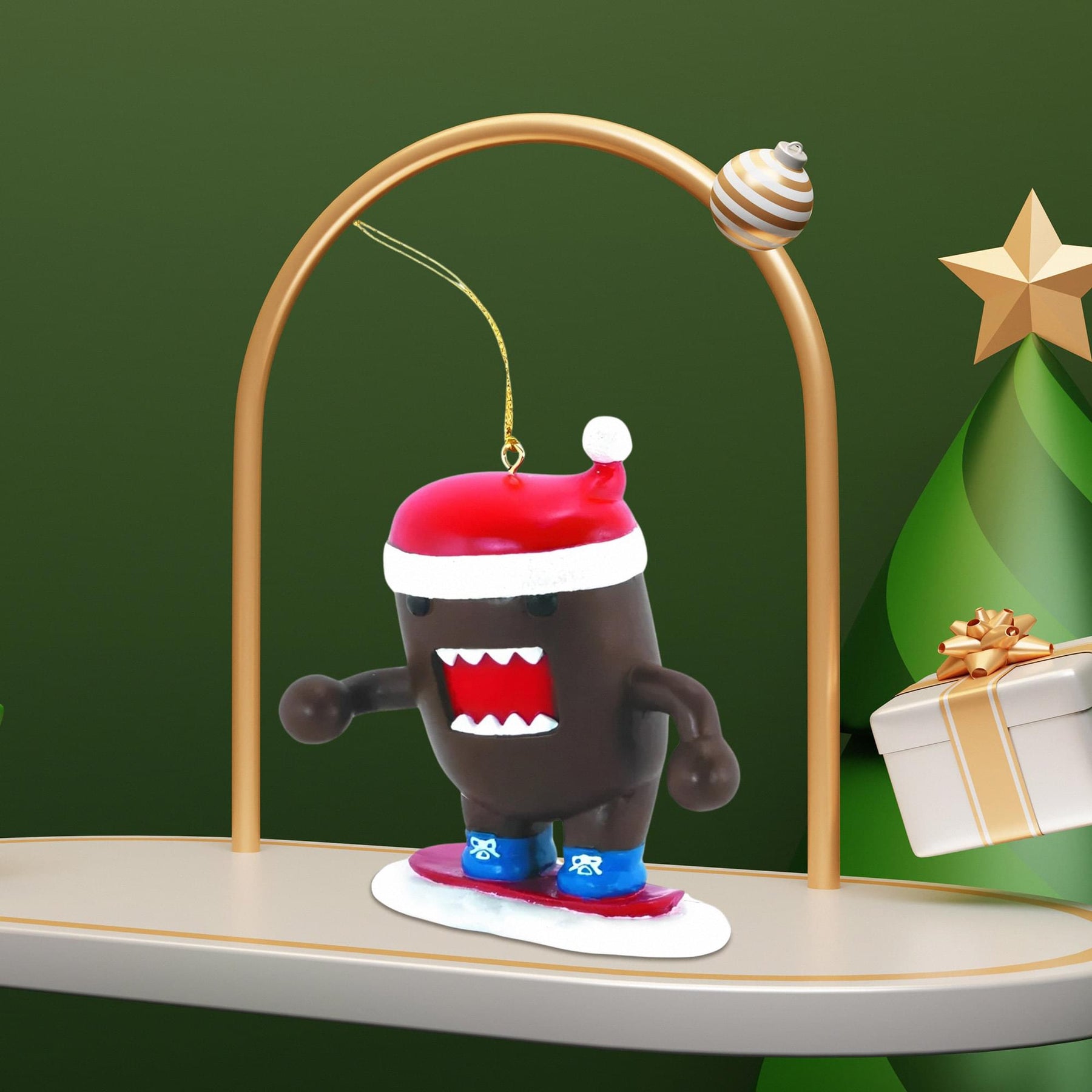 Domo Holiday Ornament: Snowboarding Domo