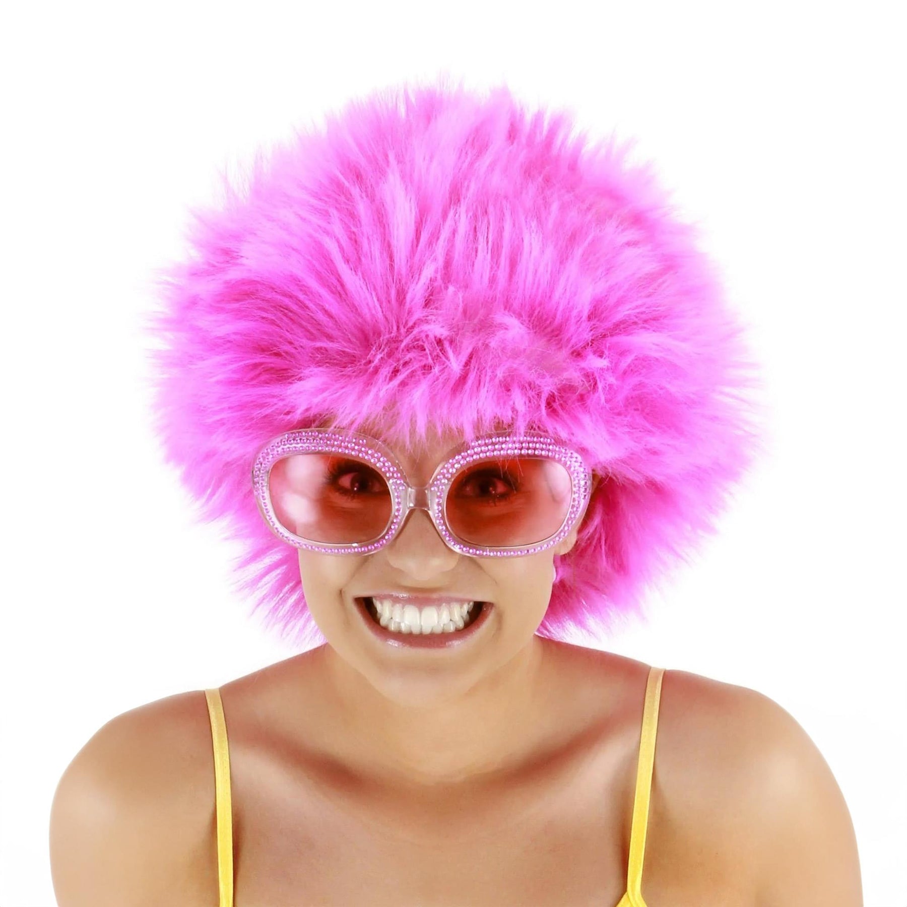 Fuchsia Fuzzy Costume Wig Adult