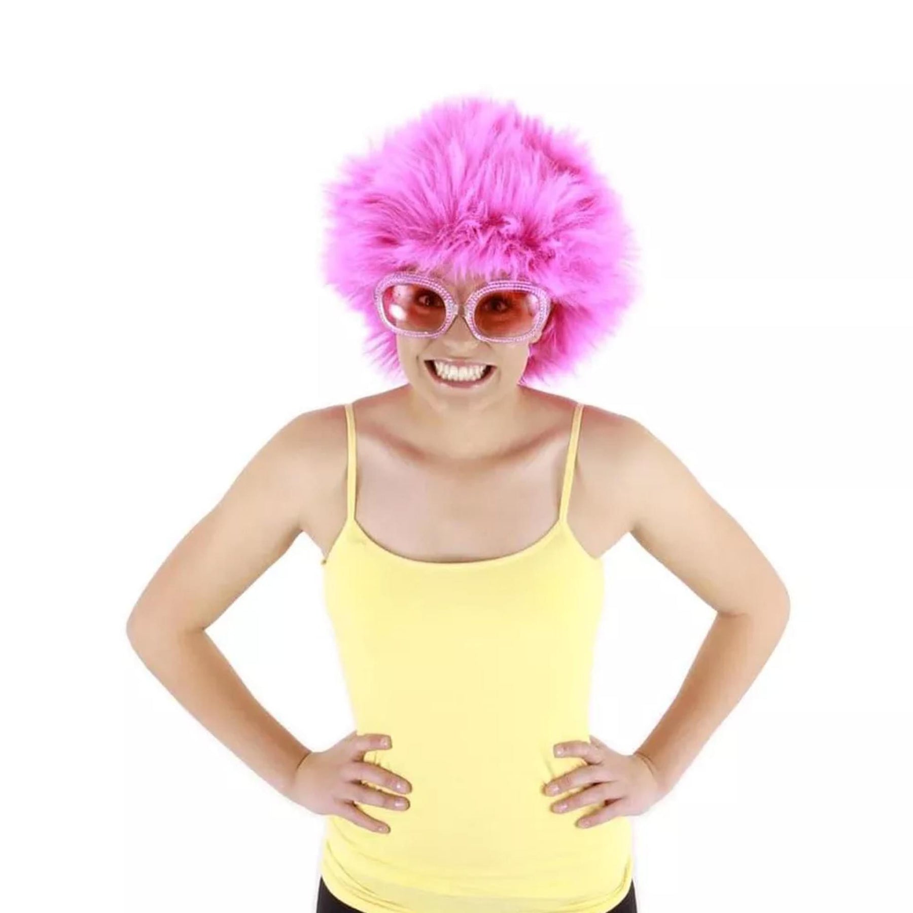 Fuchsia Fuzzy Costume Wig Adult