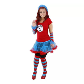 Dr. Seuss Thing 1 & 2 Tutu Dress Costume Adult