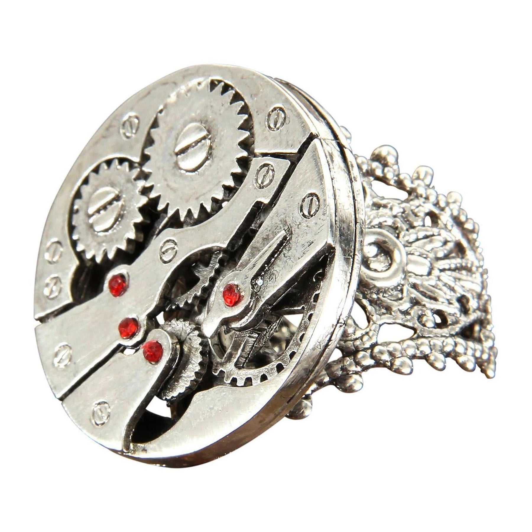 Steampunk Watch Gears Silver Costume Ring Adult