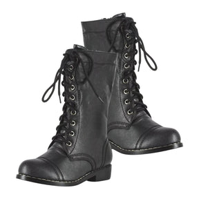 1" Black Combat Boots Child