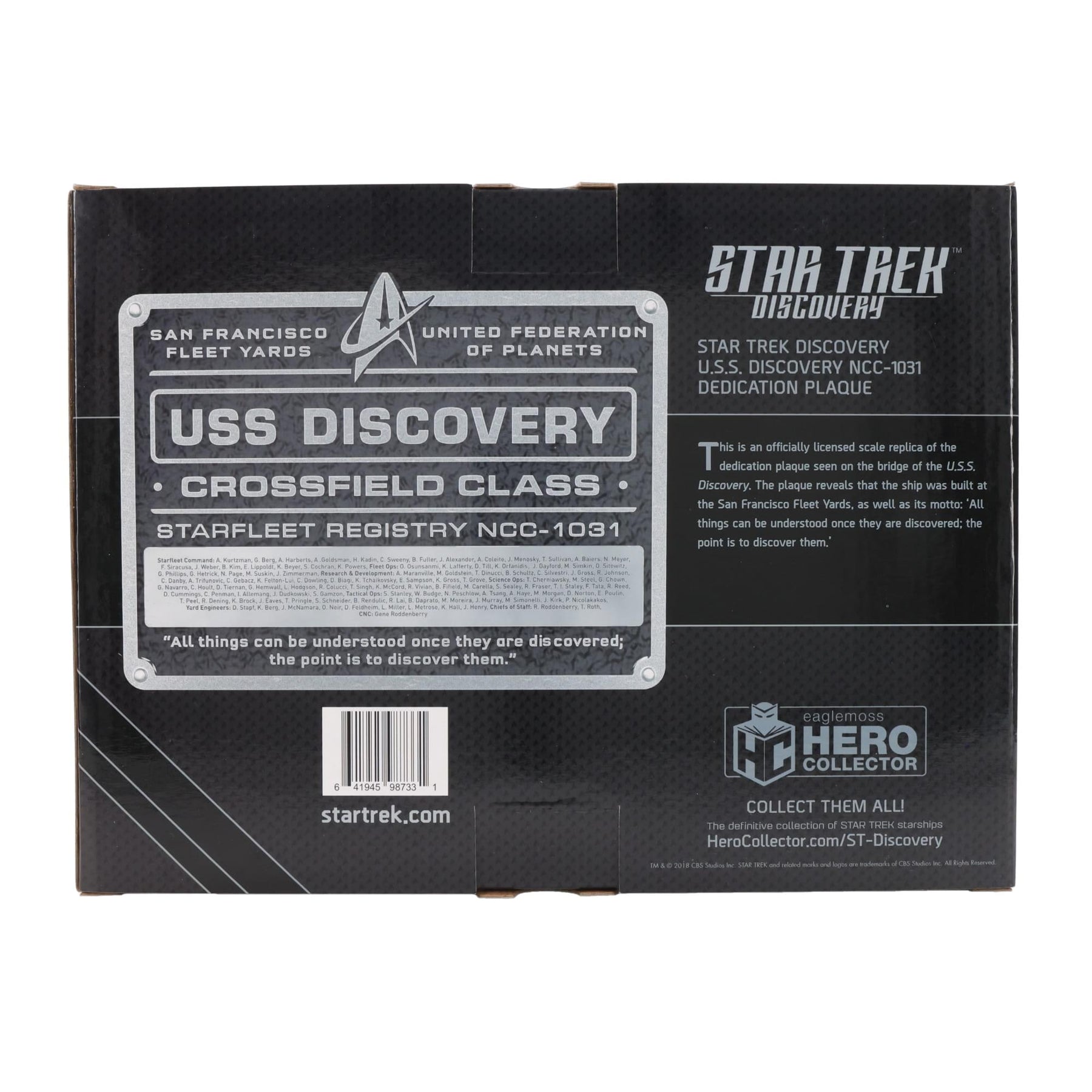 Eaglemoss Star Trek USS Discovery NCC-1031 Dedication Plaque Replica