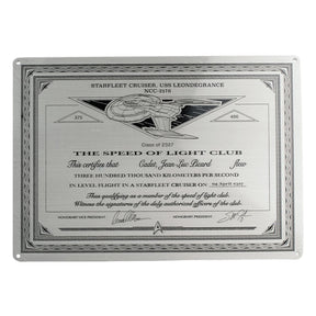 Eaglemoss Star Trek Picard Speed Of Light Club Metal Plaque Replica