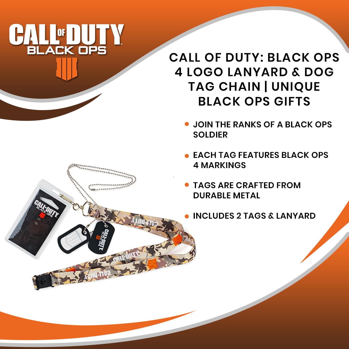 Call of Duty: Black Ops 4 Logo Lanyard & Dog Tag Chain | Unique Black Ops Gifts