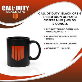 Call of Duty: Black Ops 4 Shield Icon Ceramic Coffee Mug | Holds 12 Ounces