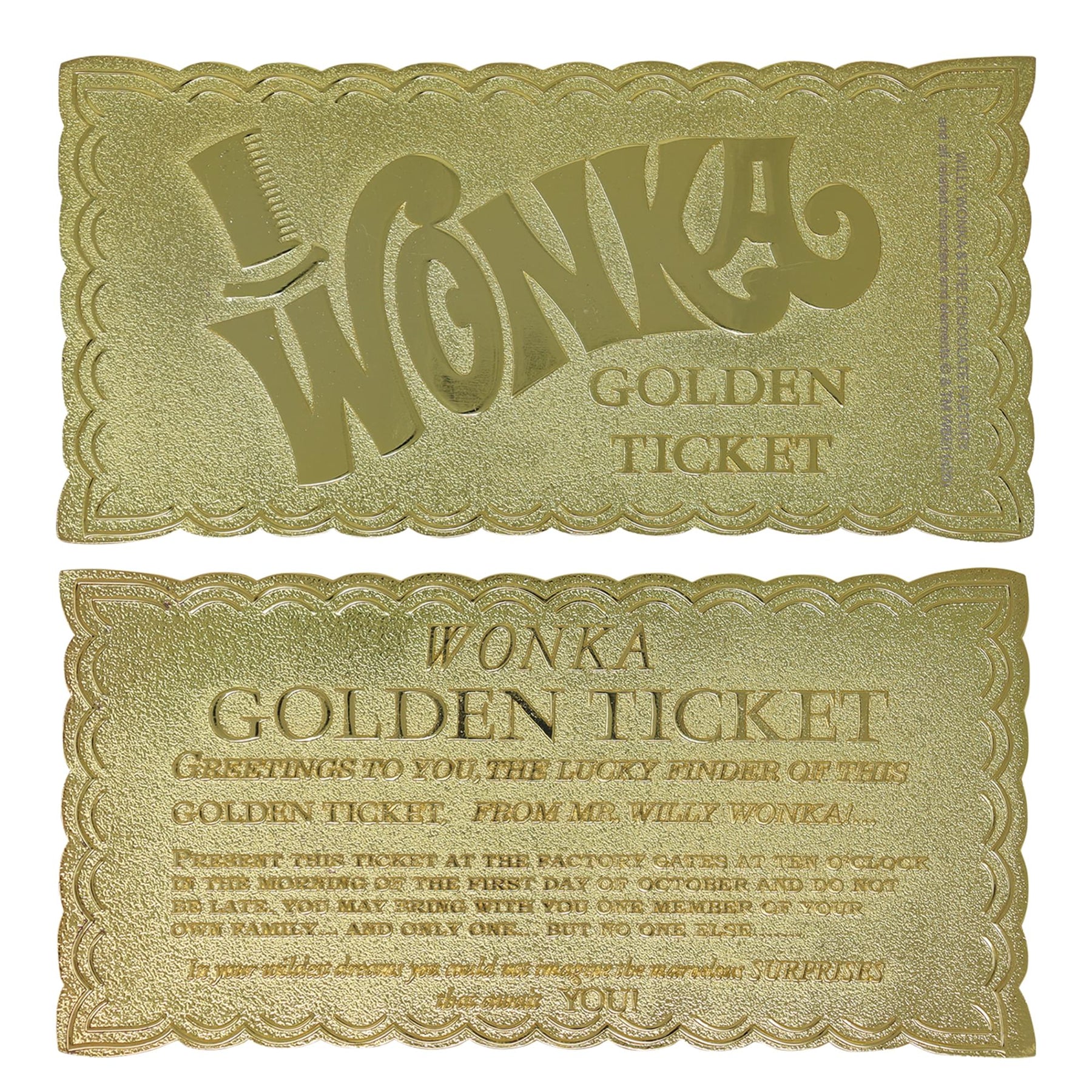 Willy Wonka Full-Sized Golden Ticket Replica | Collector's Edition