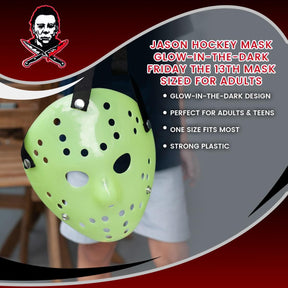 Jason Hockey Mask | Glow-In-The-Dark Friday The 13th Mask | Sized for Adults