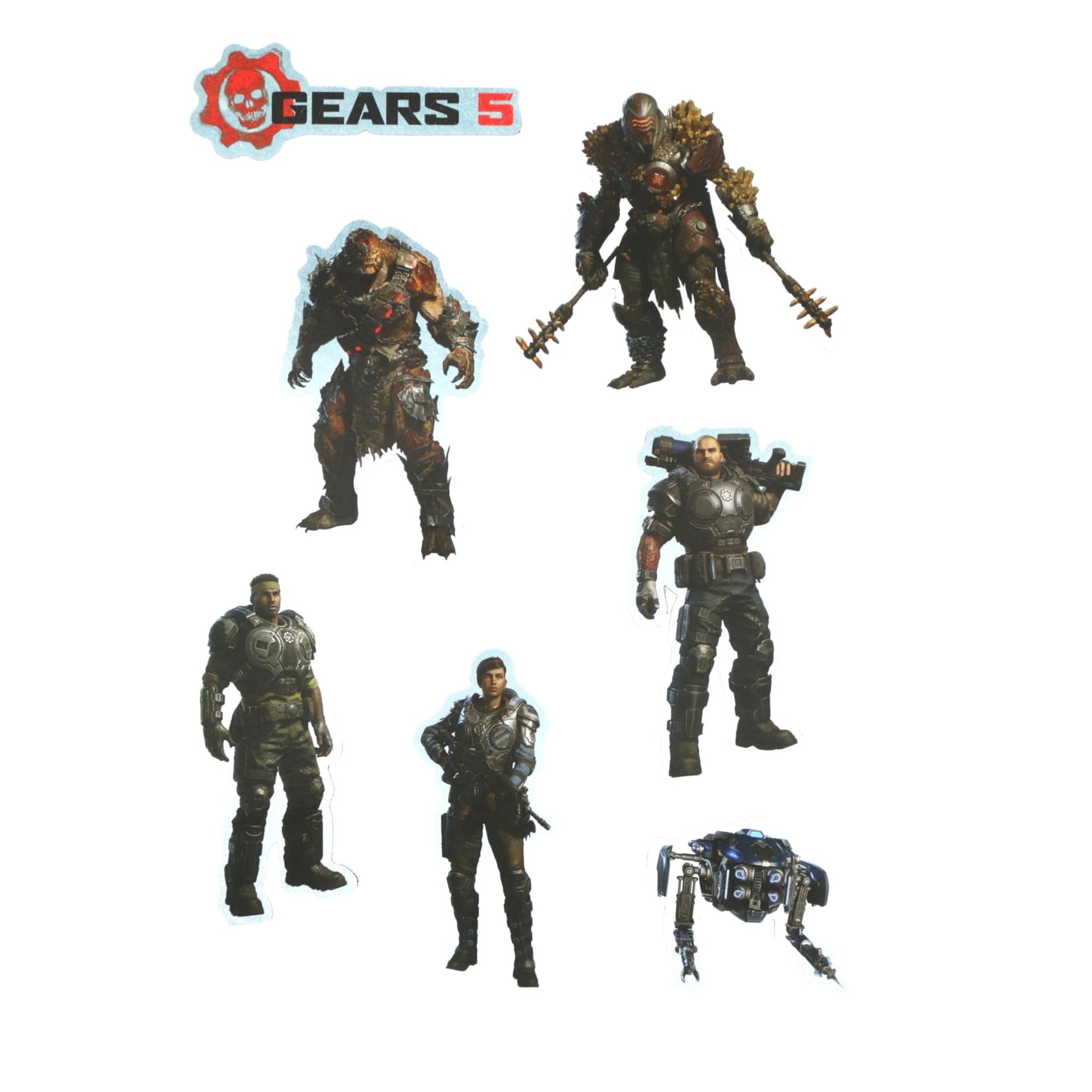 Gears of War 5 Fridge Magnet Stickers | 6 Character Designs | 7 x 10 Sheet