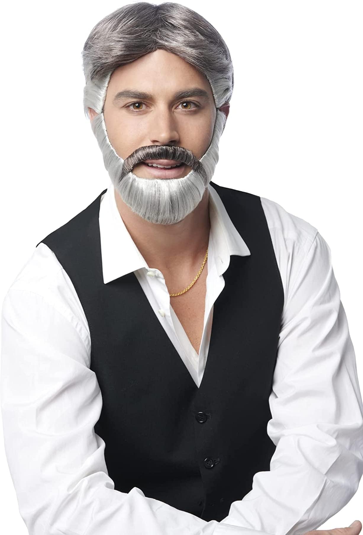 Gambler Wig & Beard Costume Set