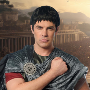 Roman Warrior Black Adult Costume Wig