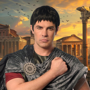 Roman Warrior Black Adult Costume Wig