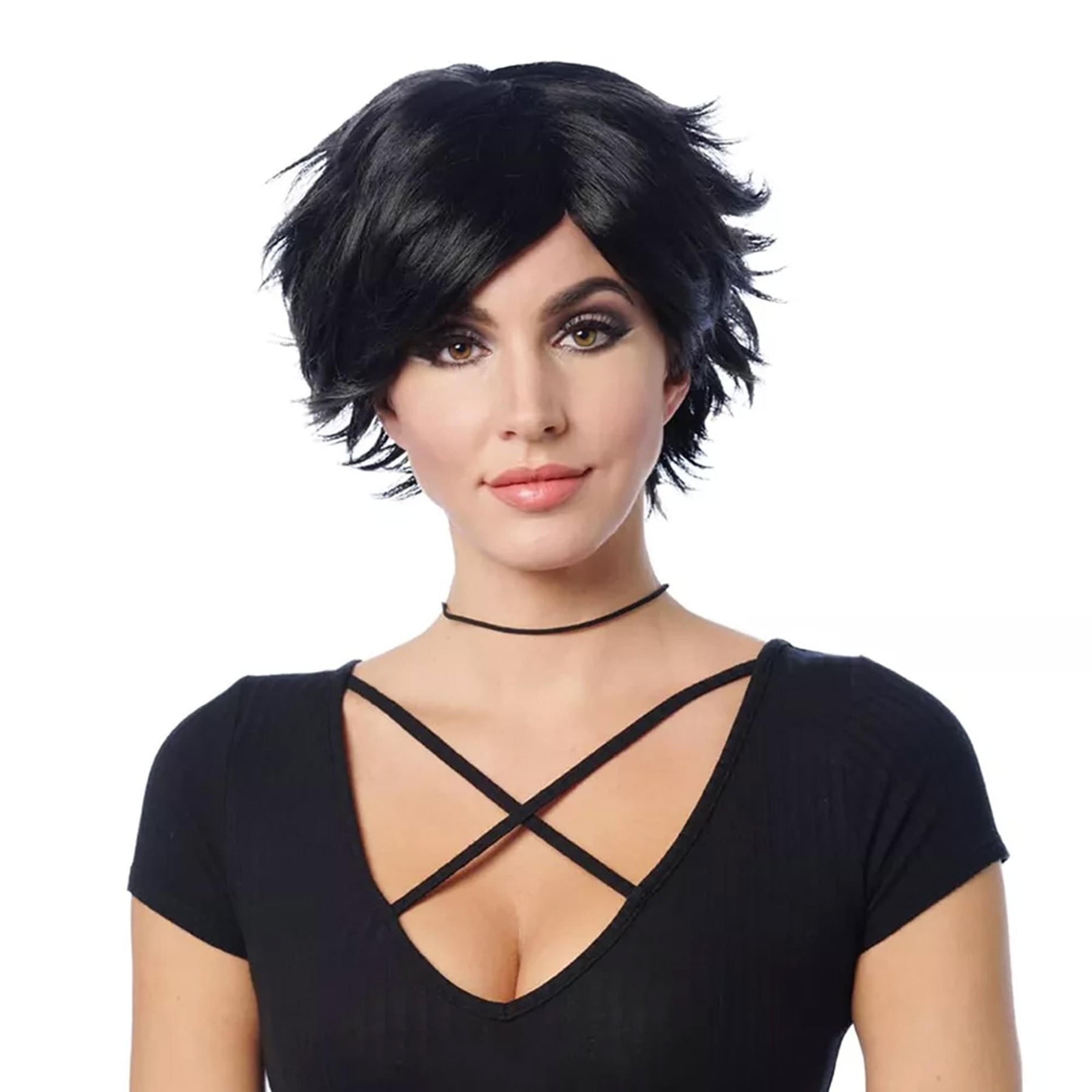 Spiky Short Black Adult Costume Wig