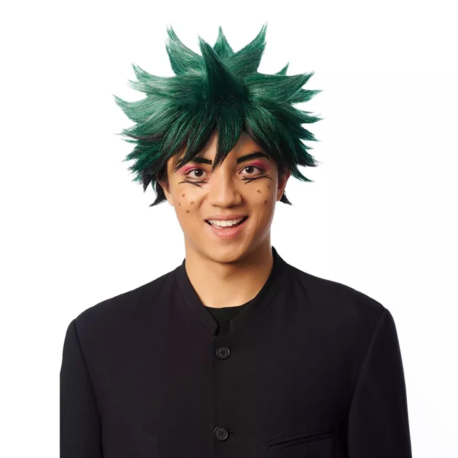 Anime Hero Adult Green and Black Costume Wig