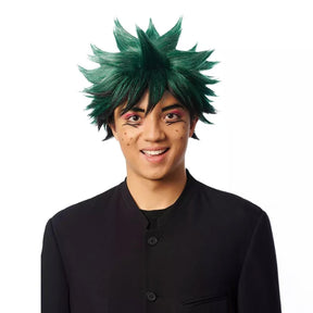 Anime Hero Adult Green and Black Costume Wig