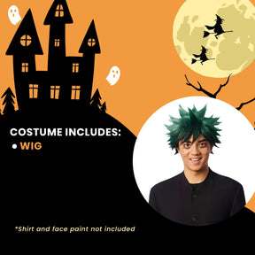 Anime Hero Adult Green and Black Costume Wig