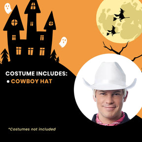 Rancher White Cowboy Hat Adult Costume Accessory