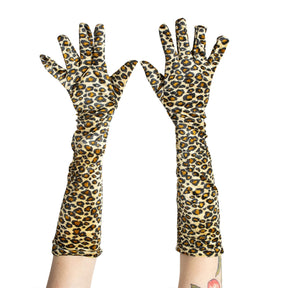 Leopard Velour 20.5 Inch Adult Costume Gloves