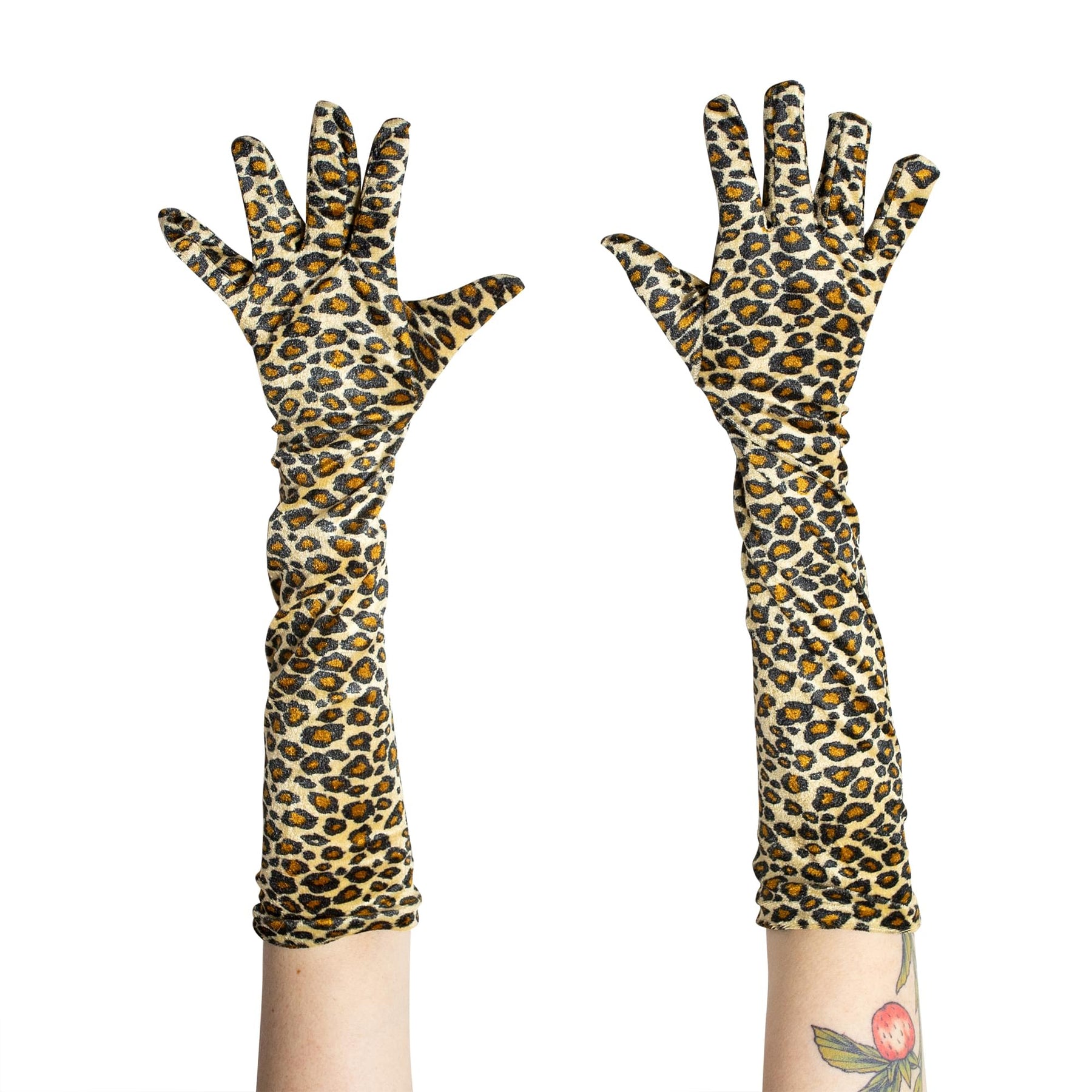 Leopard Velour 20.5 Inch Adult Costume Gloves