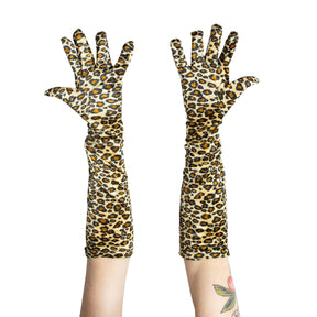 Leopard Velour 20.5 Inch Adult Costume Gloves