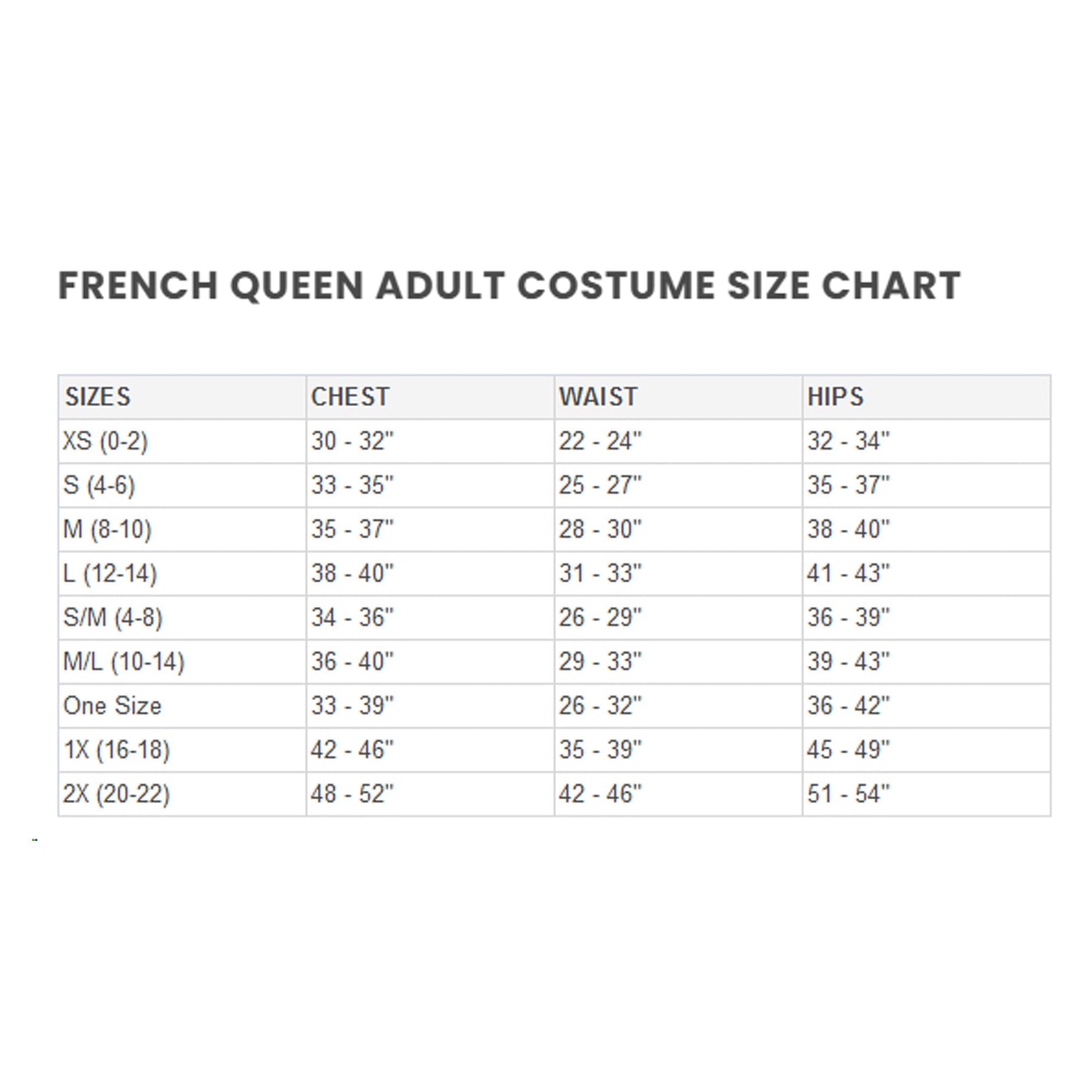 French Queen Adult Costume