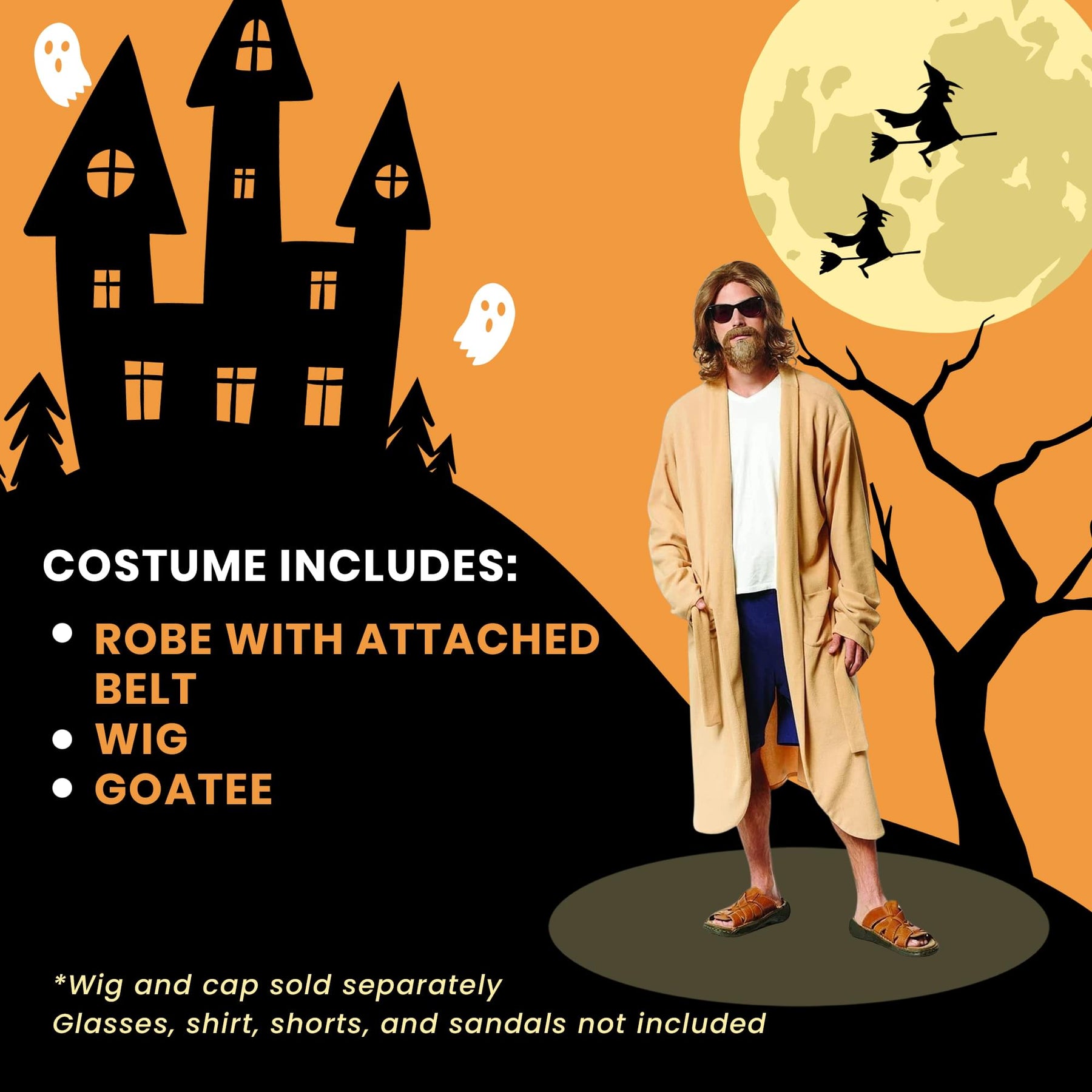 Lazy Guy Costume Robe With Wig | One Size