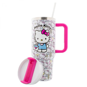 Sanrio Hello Kitty 40oz Stainless Steel Tumbler with Handle, Lid, & Straw