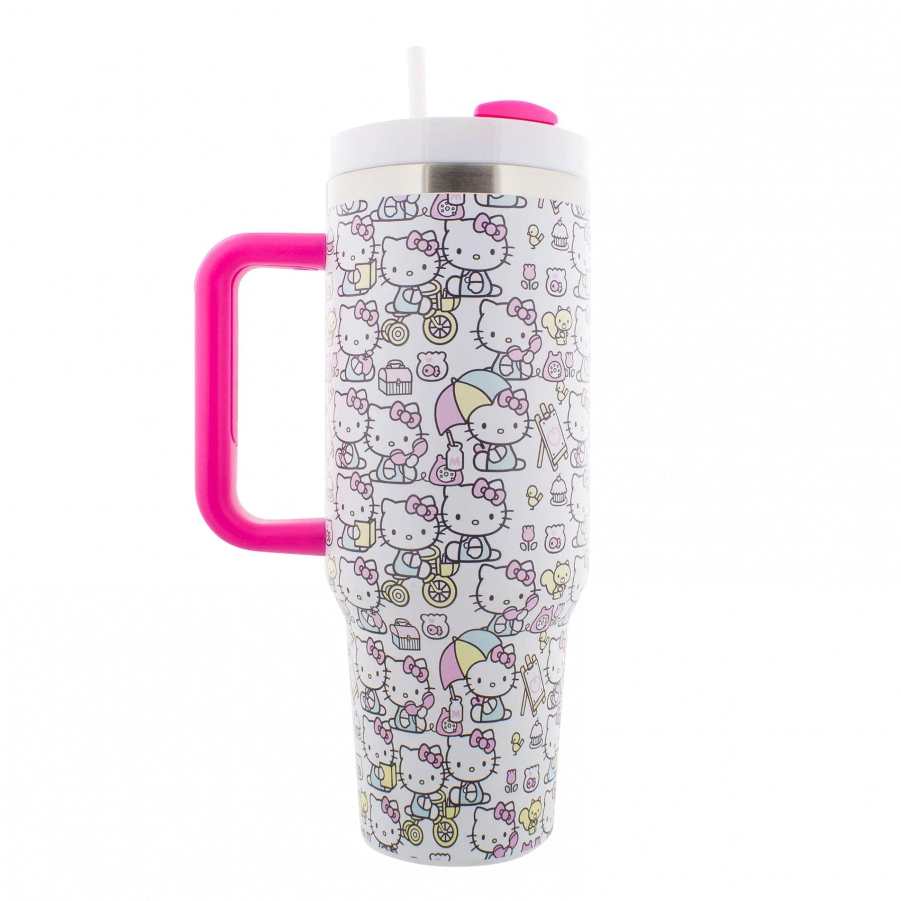 Sanrio Hello Kitty 40oz Stainless Steel Tumbler with Handle, Lid, & Straw