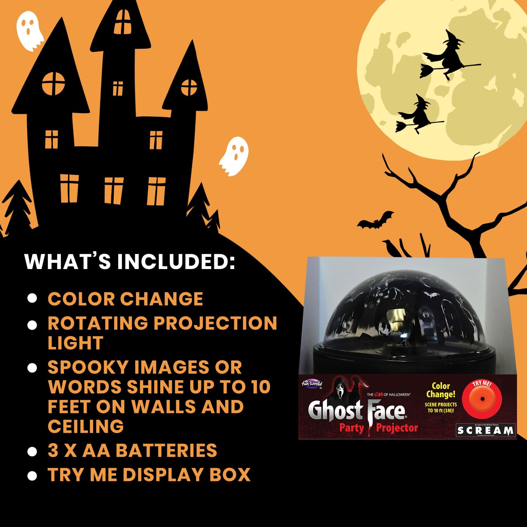 Scream Ghost Face Halloween Scene Party Projector