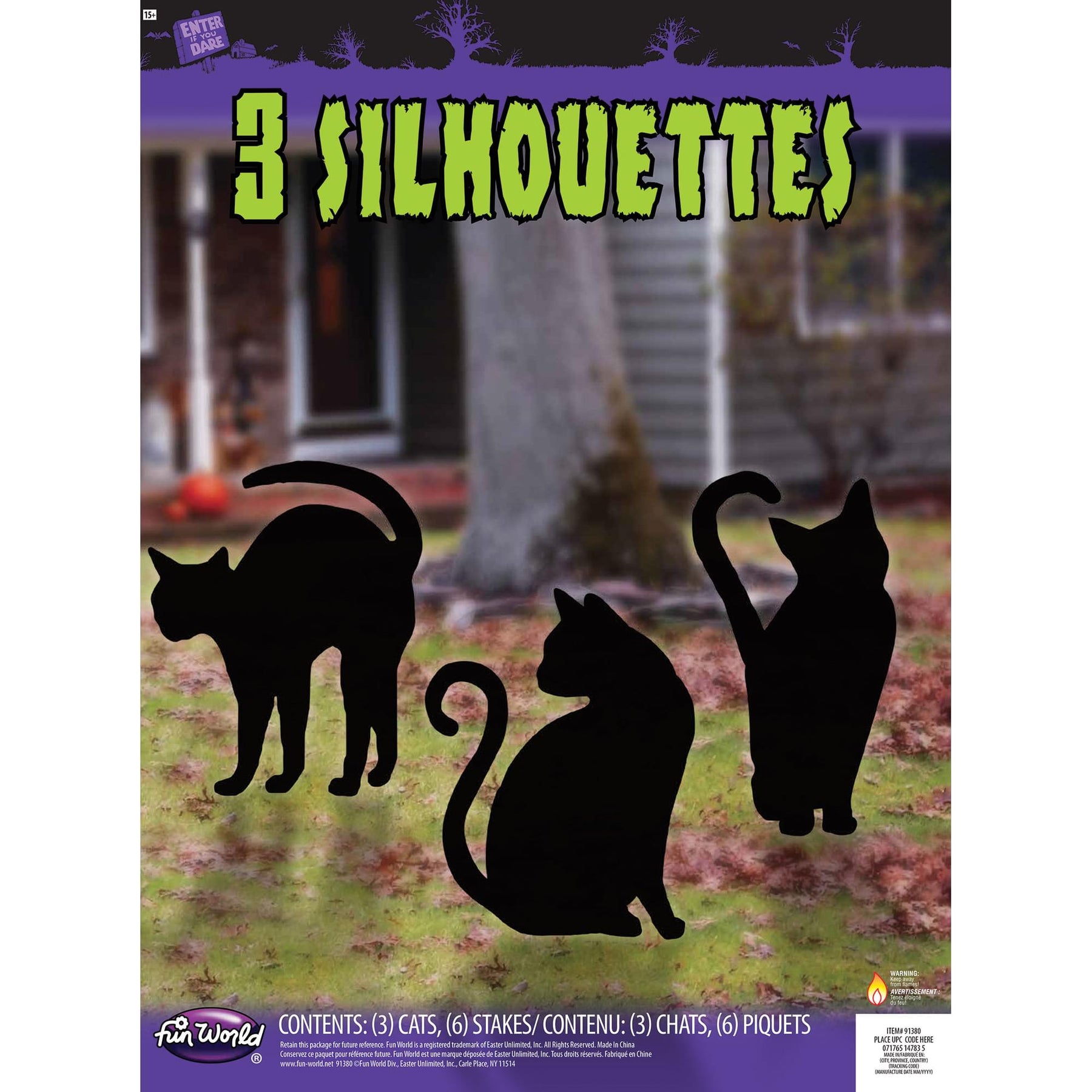 Black Cat Silhouettes Halloween Yard Décor | 3-Pack