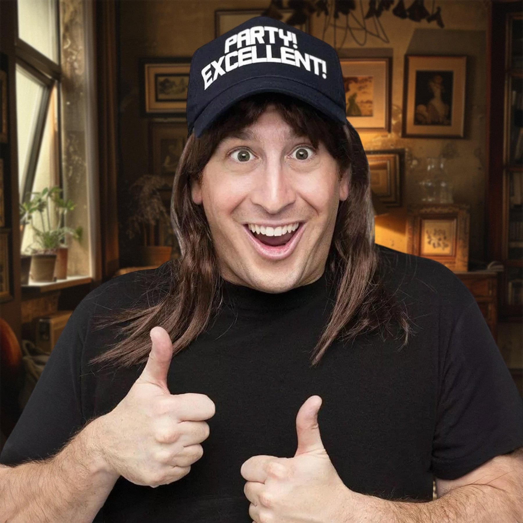 Saturday Night Live Waynes World Wayne Excellent! Costume Wig & Hat