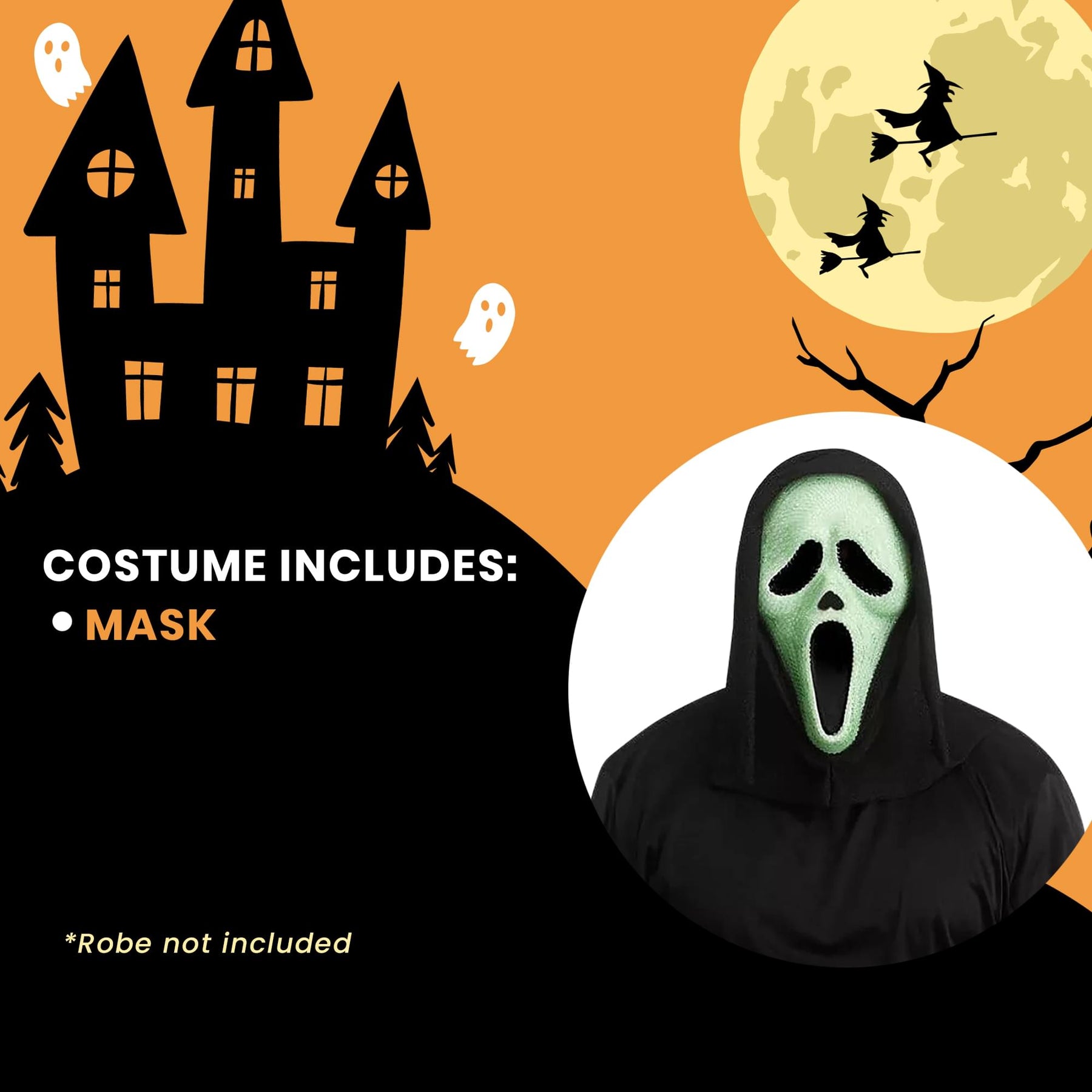 Ghost Face GID Bling Costume Mask