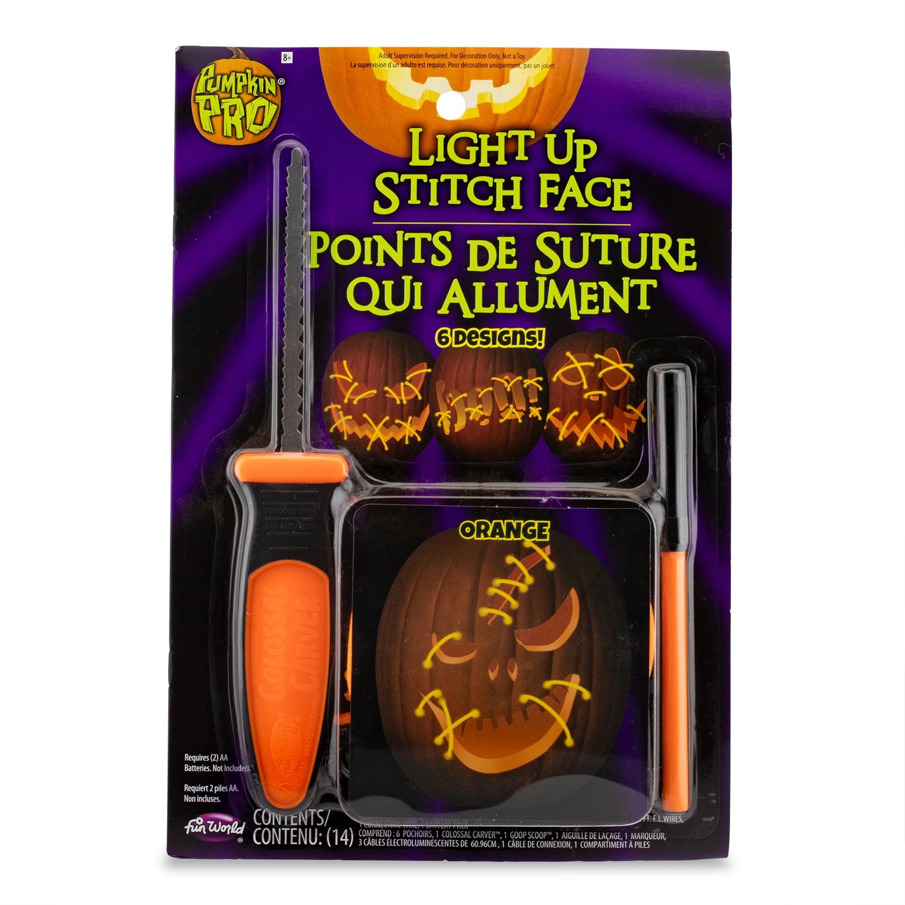 E.L.Stitch Face Pumpkin Carving Kit | Orange