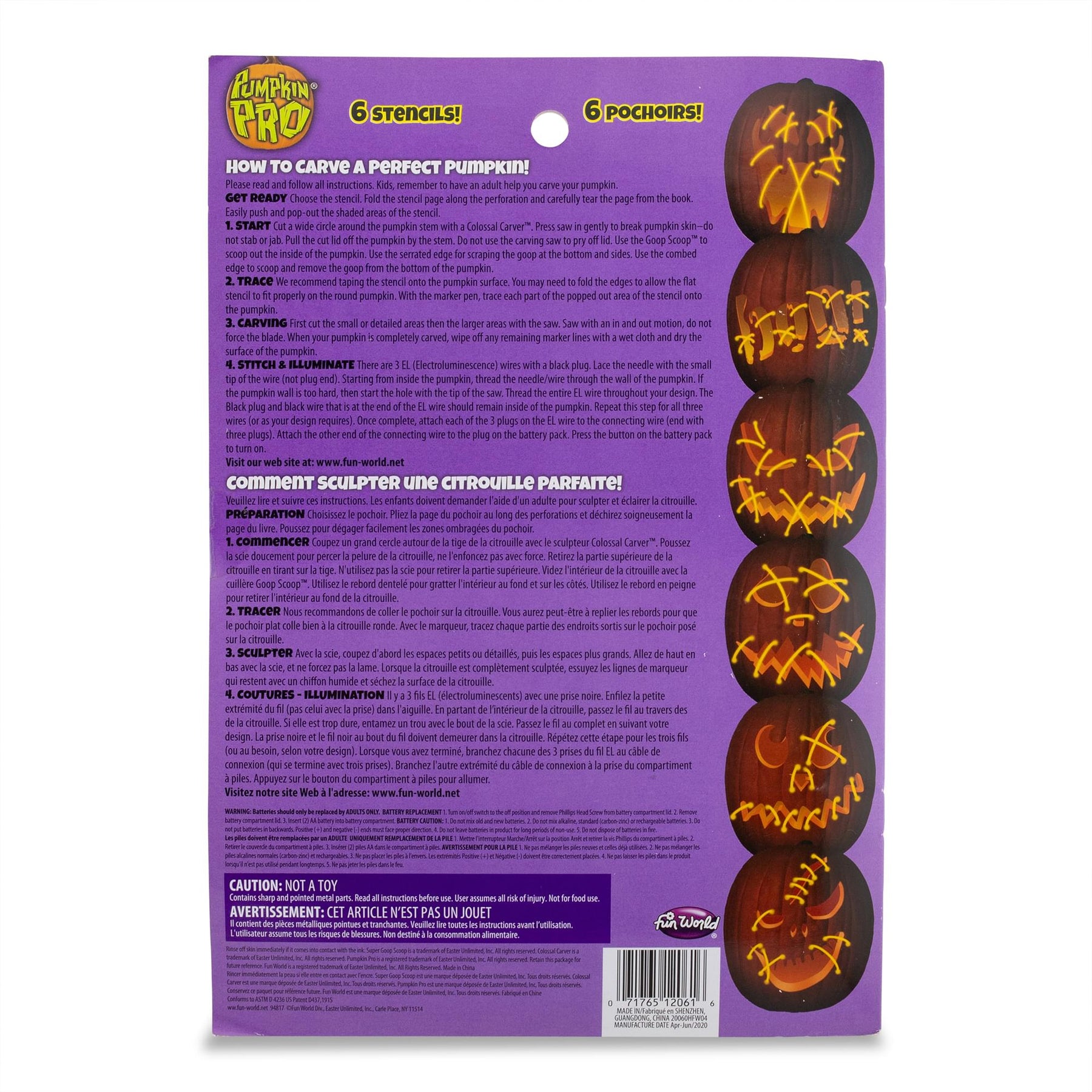 E.L.Stitch Face Pumpkin Carving Kit | Orange