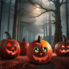 Eerie Light-Up Pumpkin Eyes Halloween Decoration | Green