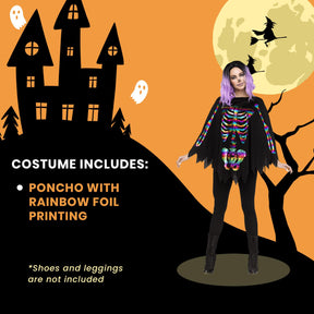 Rainbow Skeleton Adult Costume Poncho | One Size Fits Most