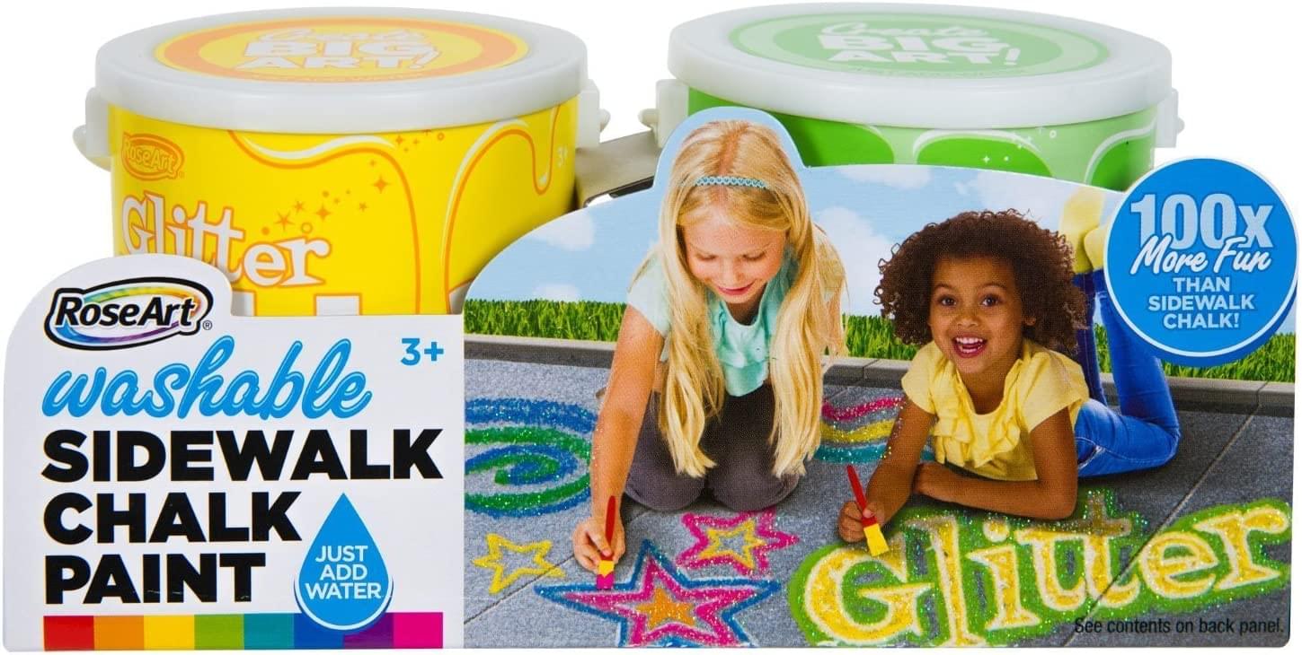 RoseArt Glitter Washable Sidewalk Chalk Paint | Green & Yellow