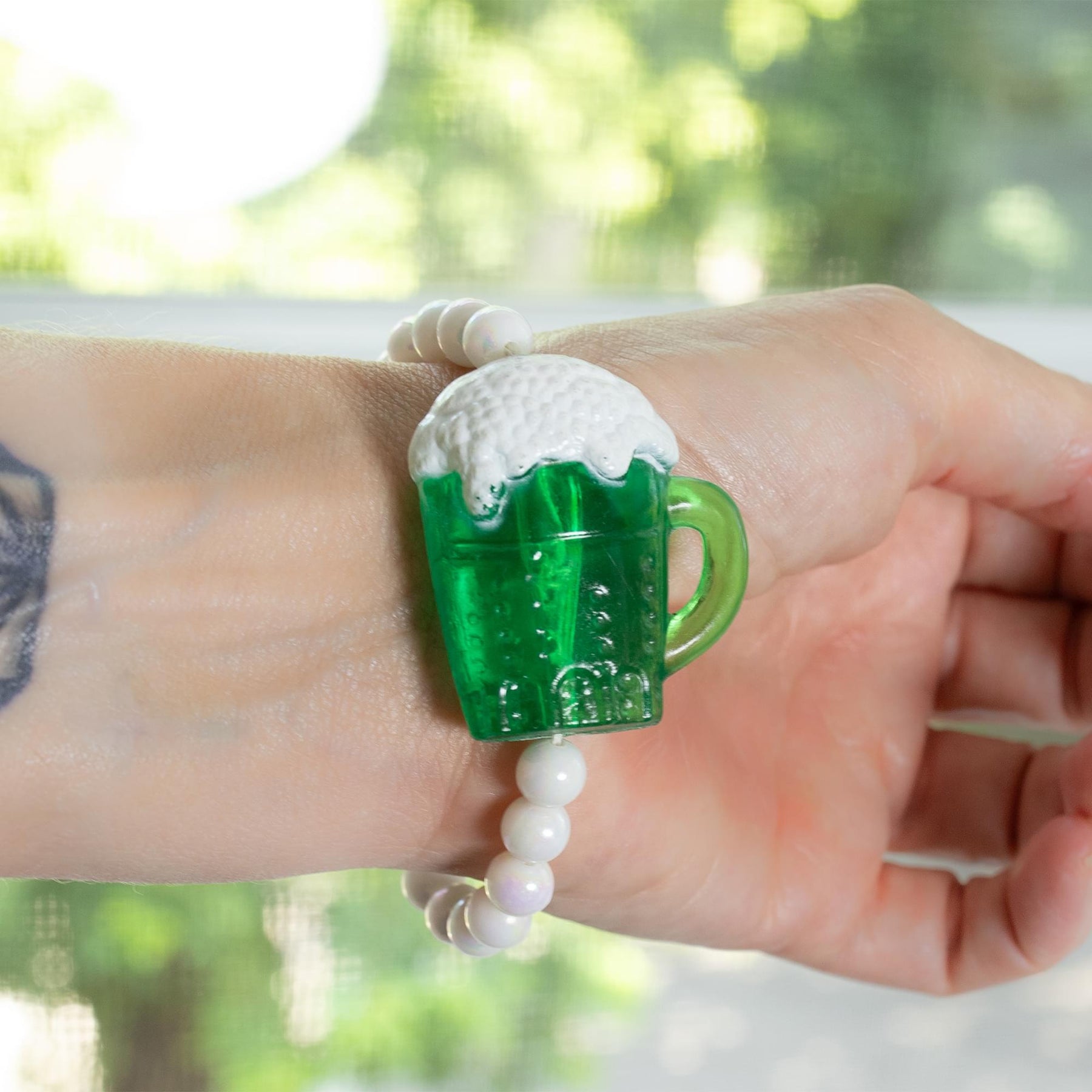 Luck 'O The Irish Green Beer Bead Bracelet