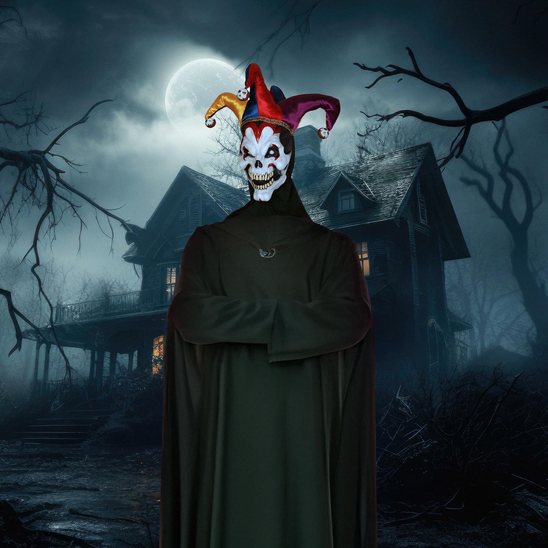 Wicked Evil Jester Adult Costume Mask