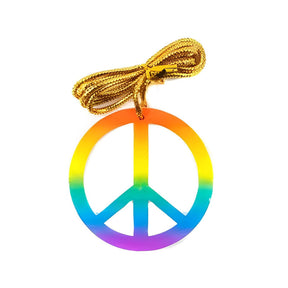 Hippie Rainbow Peace Medallion Necklace Costume Accessory