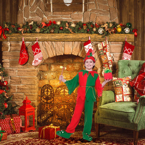 Santa's Elf Costume With Jingle Bells Child