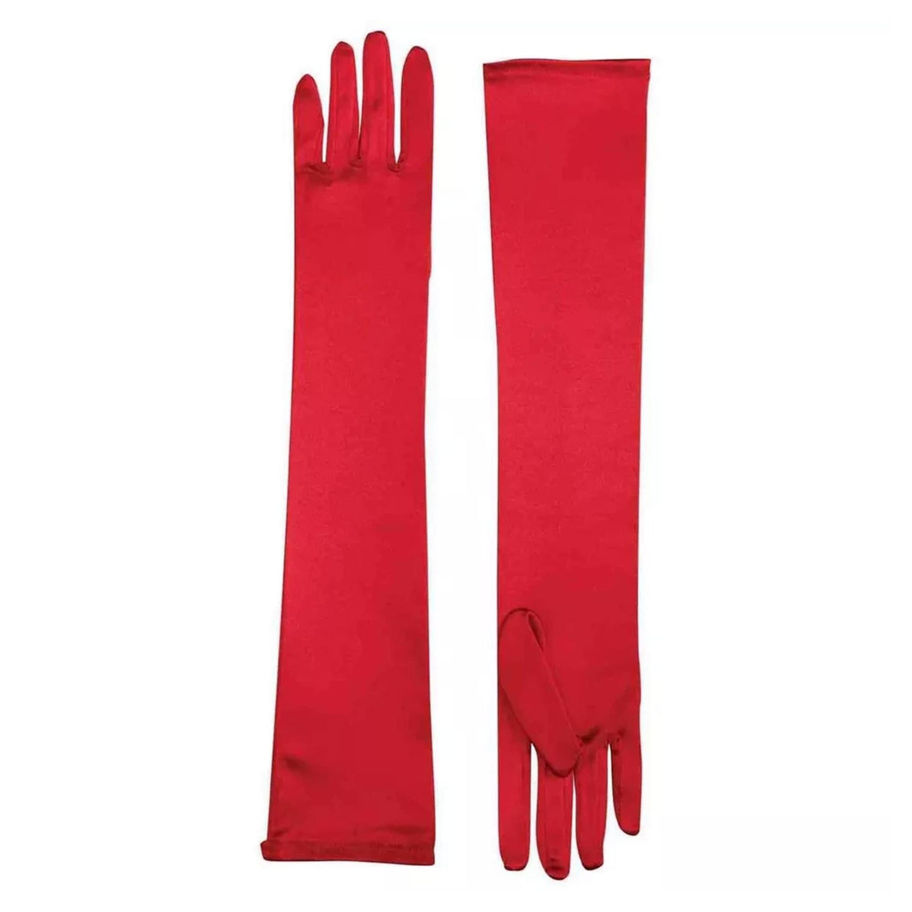 Long Red Adult Female Costume Satin Dress Gloves