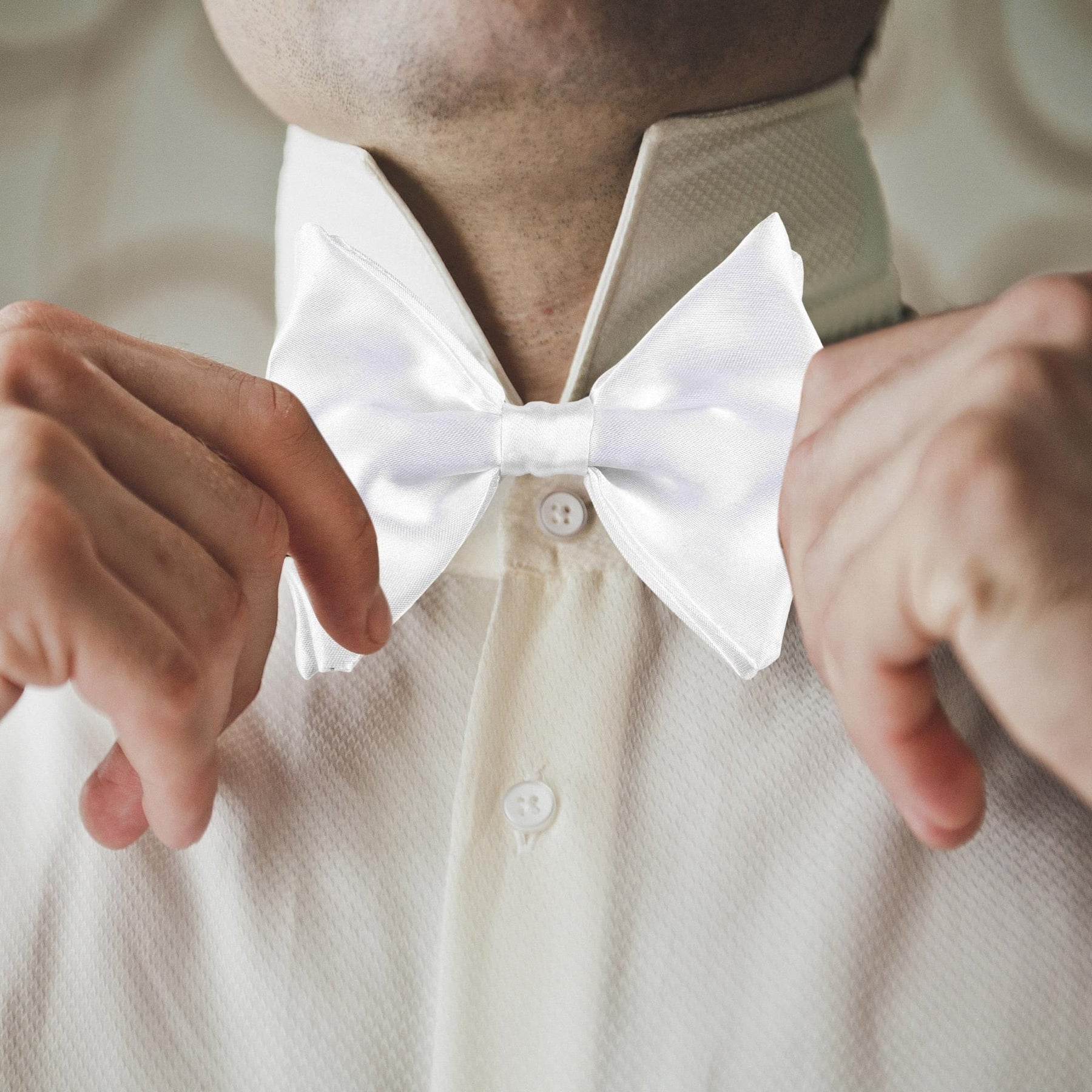 White Clip On Bowtie Costume Accessory