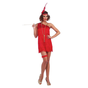 Sexy Red 20's Fringe Flapper Adult Costume