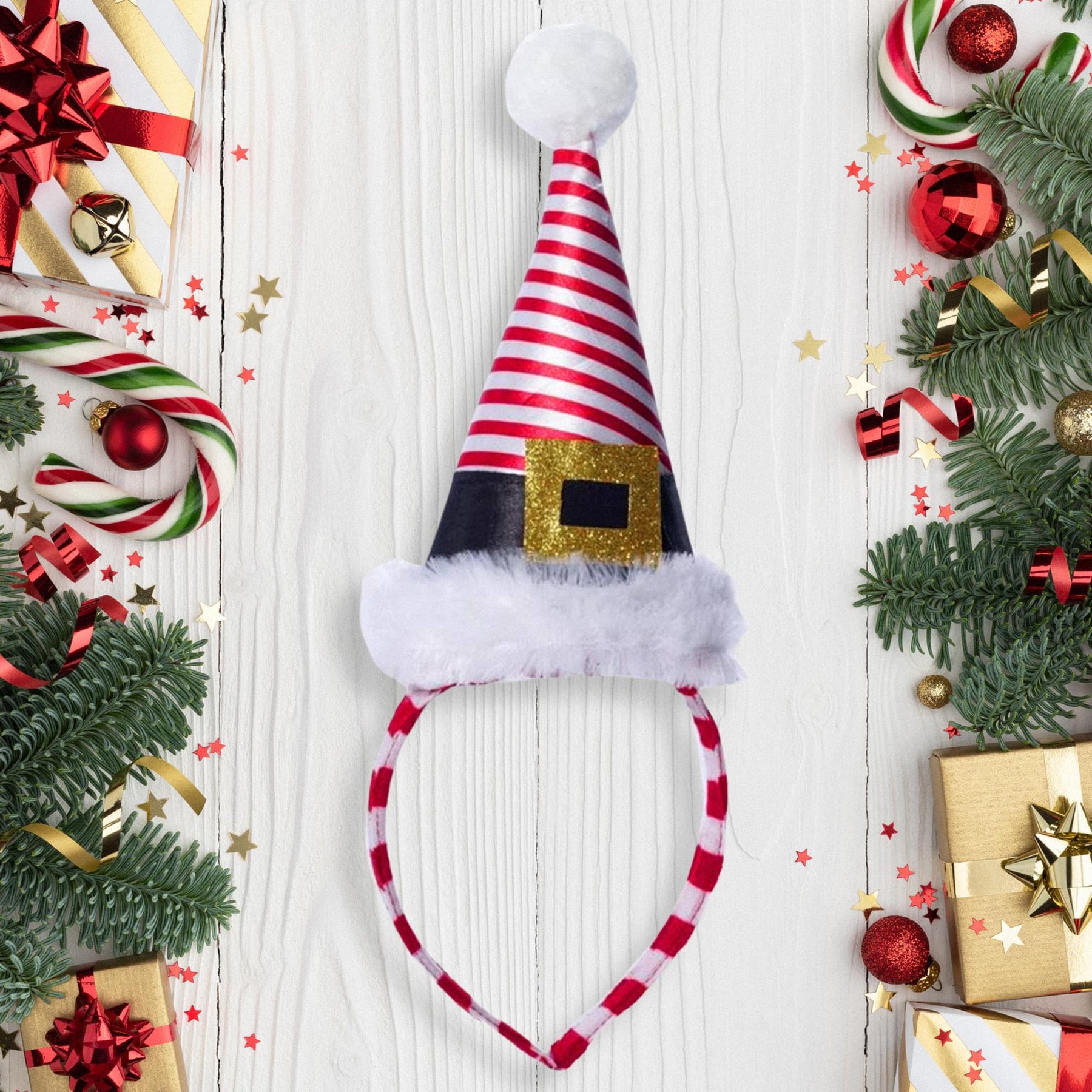 Mini Striped Santa Hat Costume Headband