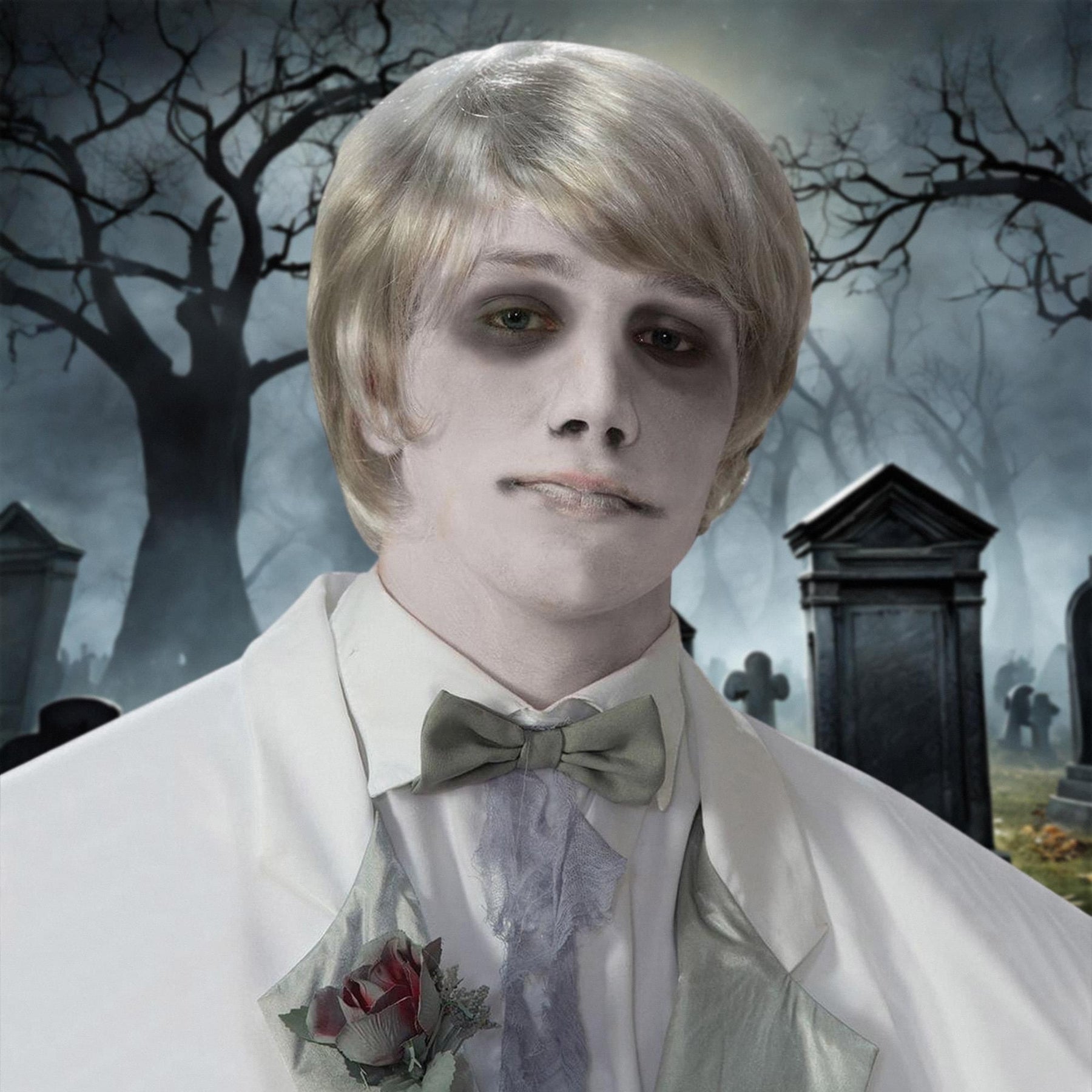 Ghostly Gentleman Grey/White Costume Wig Adult