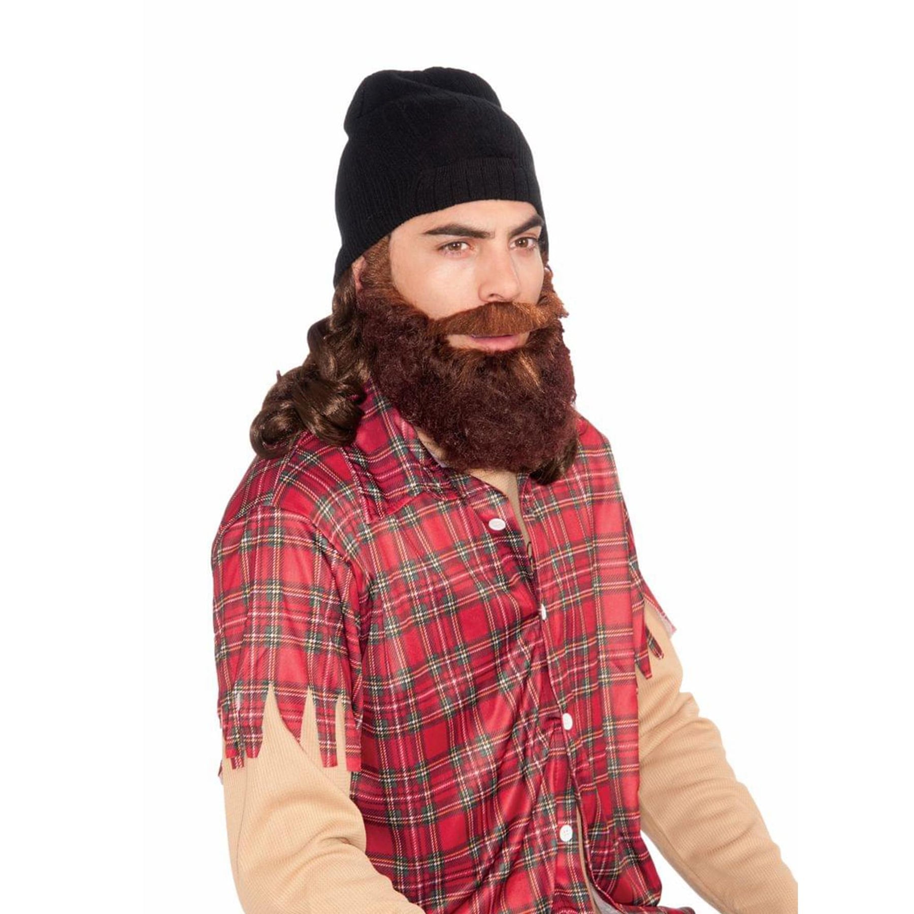 Duck Hunter Costume Beanie W/Attached Wig & Beard Set Adult