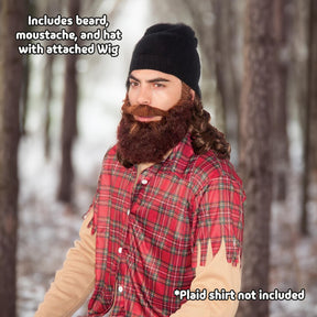 Duck Hunter Costume Beanie W/Attached Wig & Beard Set Adult